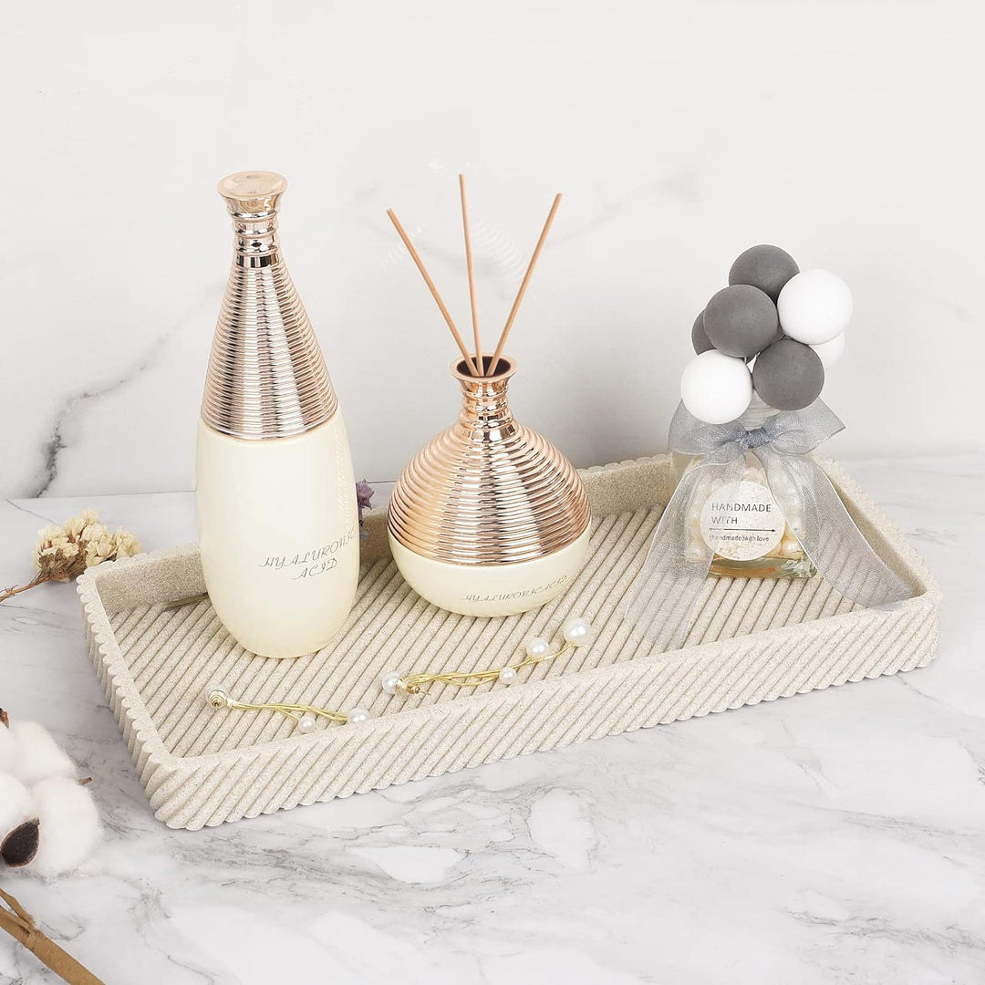 Badezimmer-Zubehör-Set, 4-teilig, Lotion-Seifenspender, Zahnbürstenhalter, Qtip-Halter, Schminktisch