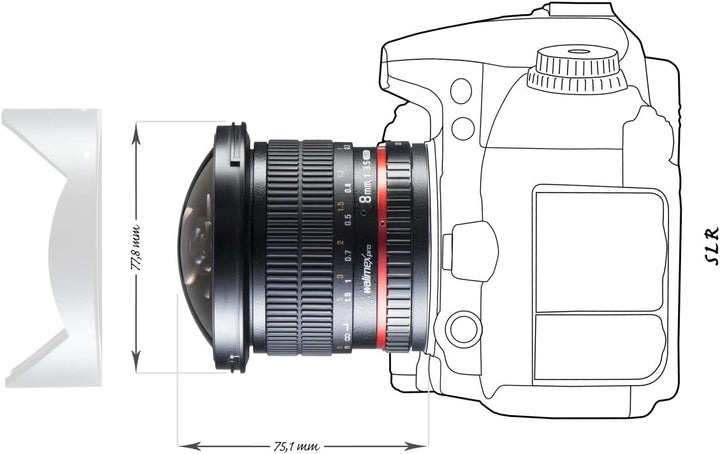 Walimex Pro 8 mm f1:3,5 Festbrennweite manueller Fokus Ultraweitwinkelobjektiv (geeignet für Canon E