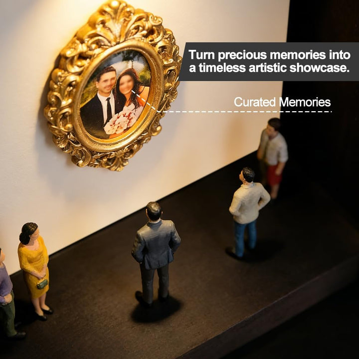 DIY Mini Museum Silhouette Box, Foto Erinnerungsanzeige Set mit 8 Mini Bilderrahmen Gold & 8 Zufälli