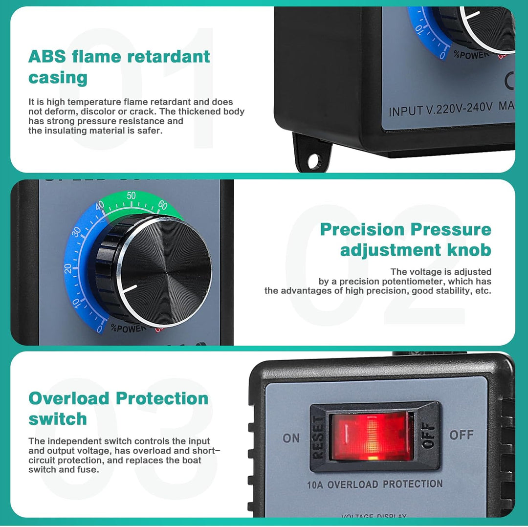 Ailao Drehzahlregler 230v Drehzahlregler Motor Verwendung für Winkelschleifer/Bläser/Handbohrer/Krei