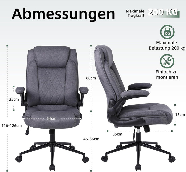 Youhauchair Bürostuhl Ergonomisch, Dunkelgrau | Ergonomisches Design, Hoher Rückenlehne, maximale