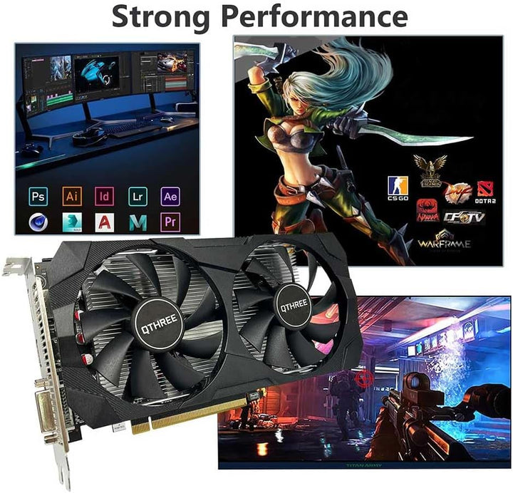 QTHREE Radeon RX 560xt 8GB GDDR5 128-bit Grafikkarte, HDMI, DVI-D, DisplayPort, Grafikkarten PC für