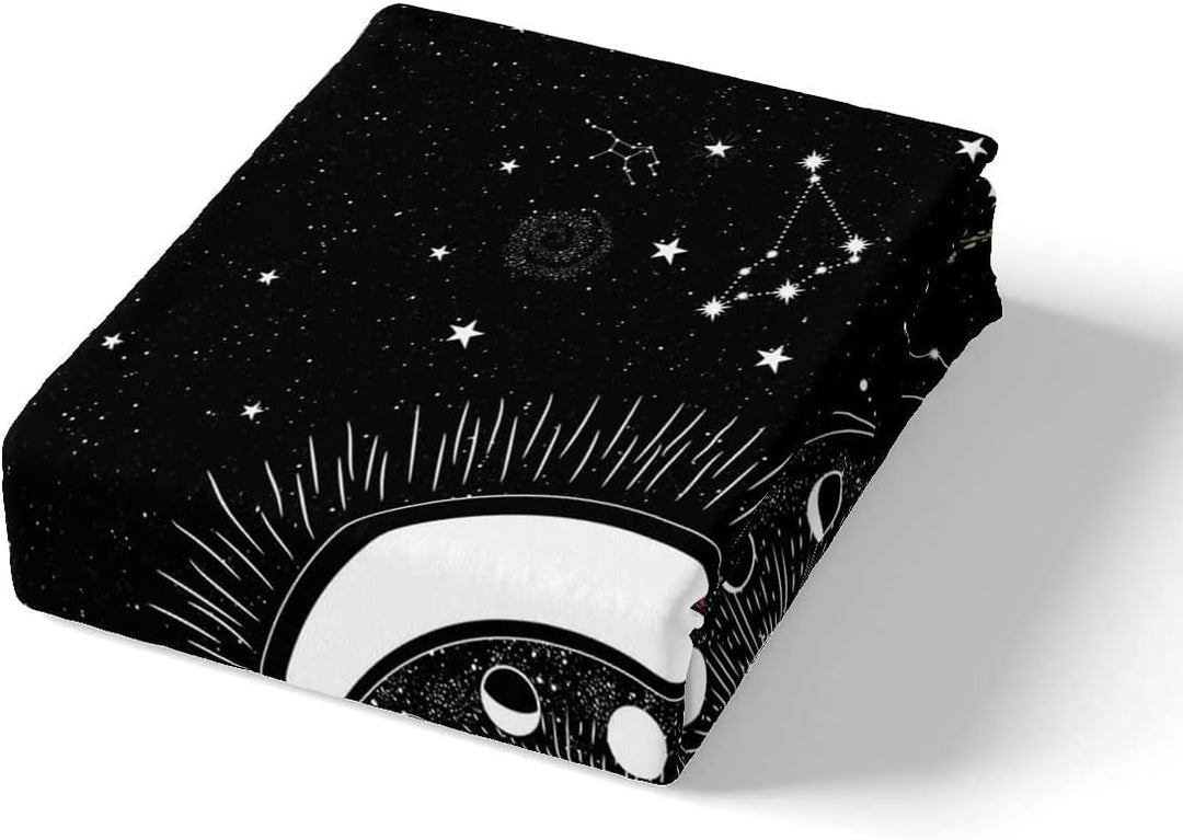 Loussiesd Sonne-Mond-Bettbezug Bettwäsche Set für Kinder Sterne Weltraum psychedelisch Bettbezug Jun