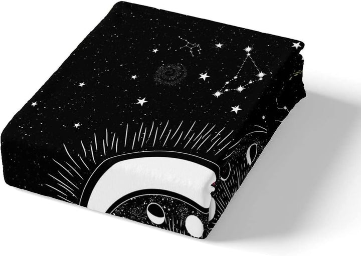 Loussiesd Sonne-Mond-Bettbezug Bettwäsche Set für Kinder Sterne Weltraum psychedelisch Bettbezug Jun