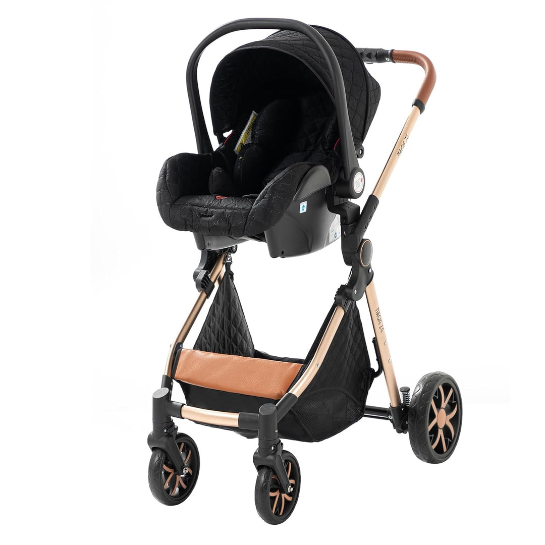NADDLILY Kinderwagen 3 in 1, Buggy mit Umkehrbarem Zwei-Wege-Schub, Kinderwagen mit Faltbarem Tragba