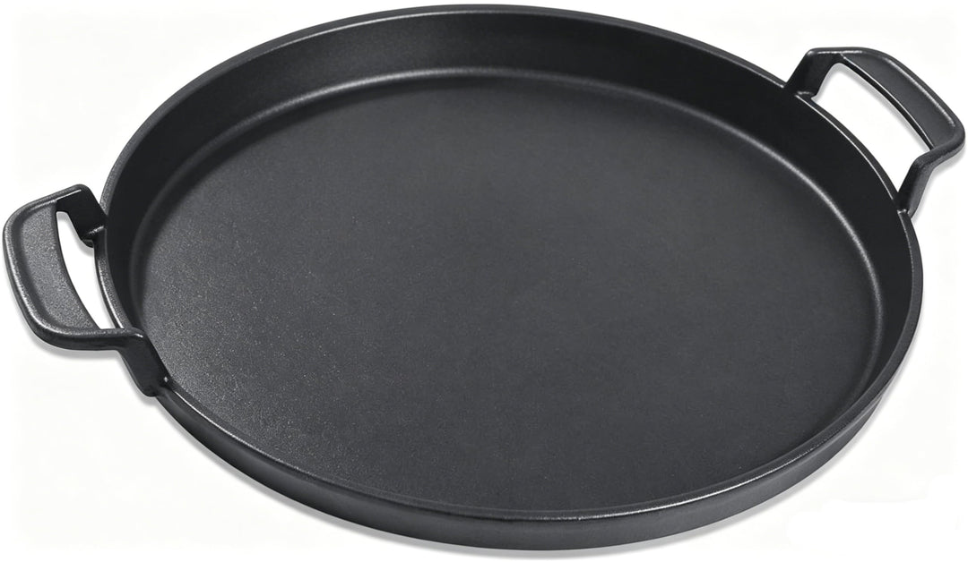 Denmay Universal Gusseisen Grillpfanne, gross rund Gusspfanne mit zwei Griffe und zwei Ausgiesser, m