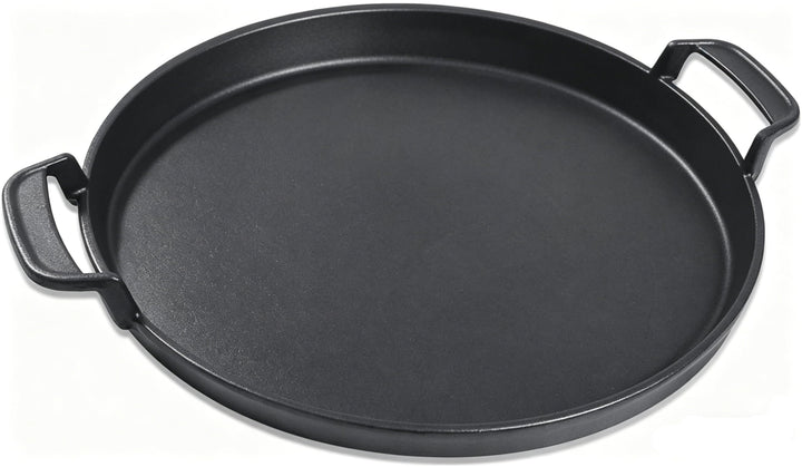 Denmay Universal Gusseisen Grillpfanne, gross rund Gusspfanne mit zwei Griffe und zwei Ausgiesser, m