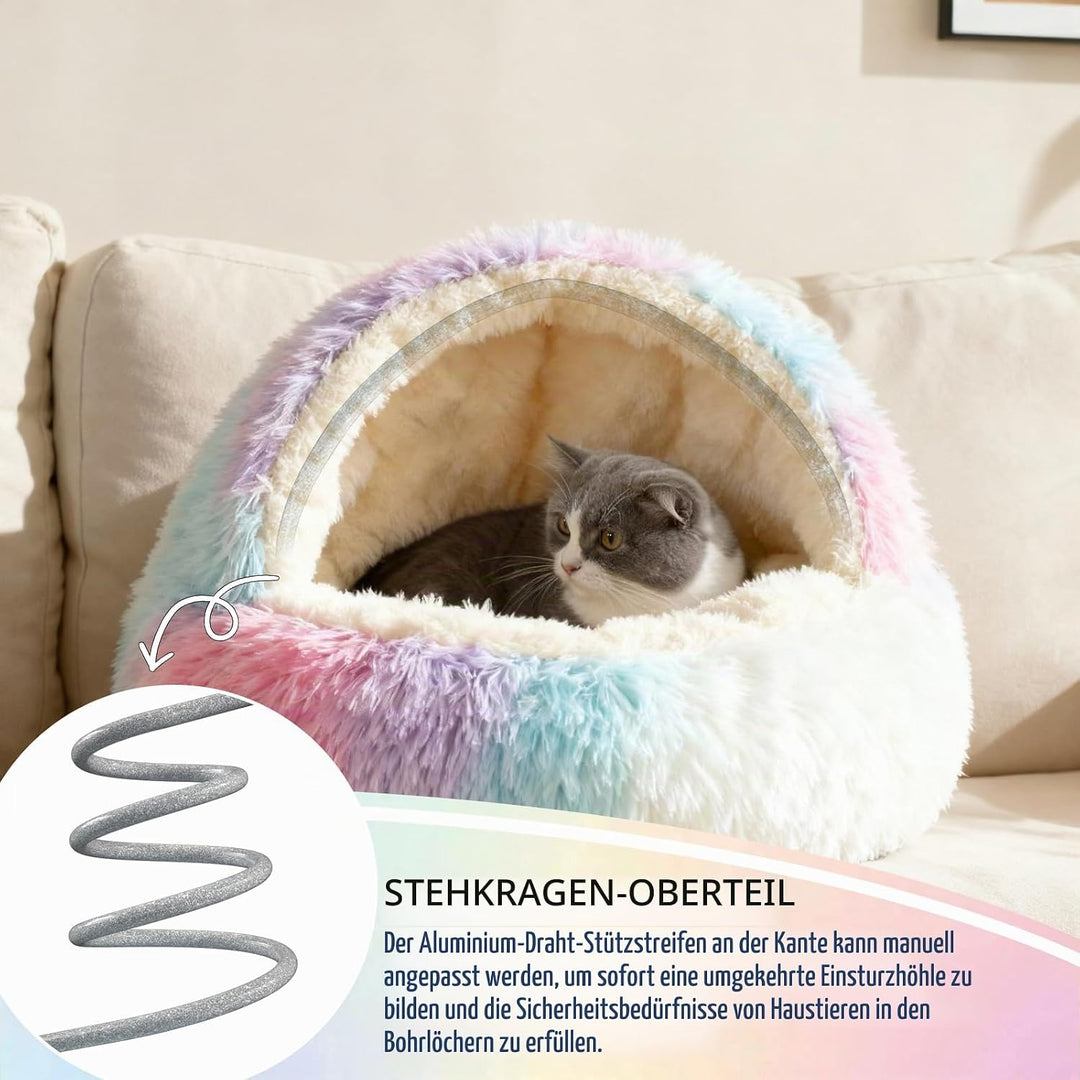 Höhlenbett für Hauskatzen, waschbares, Flauschiges Plüschbett gegen Angstzustände, weicher, selbstwä