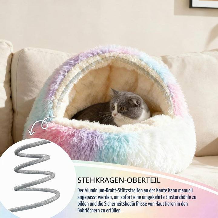 Höhlenbett für Hauskatzen, waschbares, Flauschiges Plüschbett gegen Angstzustände, weicher, selbstwä