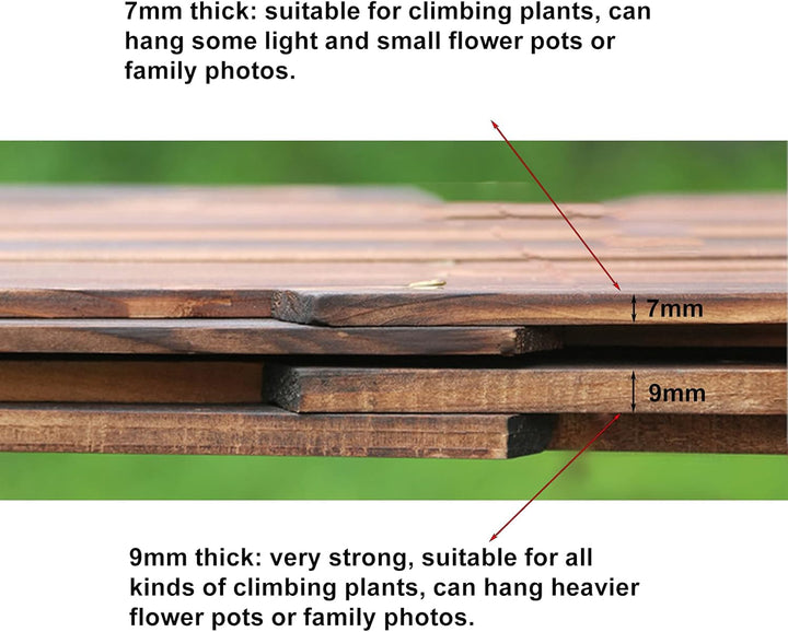 KAZITOO Garten-Rankgitter aus Holz, erweiterbarer Pflanzenzaun mit 5 S-Haken, Faltbarer Hängerahmen,
