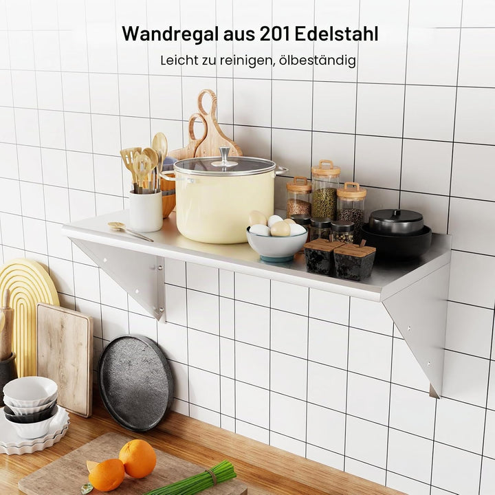 Edelstahl Regal Gastro 60 * 30cm,Bogendesign Wandregal Edelstahl,Wandregal Küchenregal Tragfähigkeit