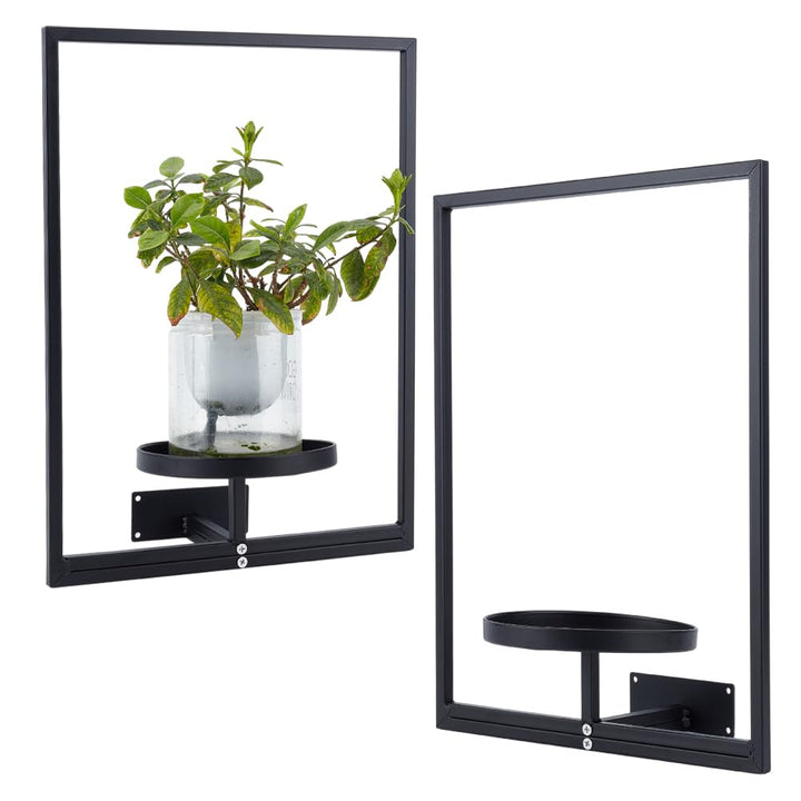 OLYCRAFT 2 Set Bilderrahmen Pflanzenhalter Für Die Wand Schwarze Pflanzenregale Aus Metall Für Fenst