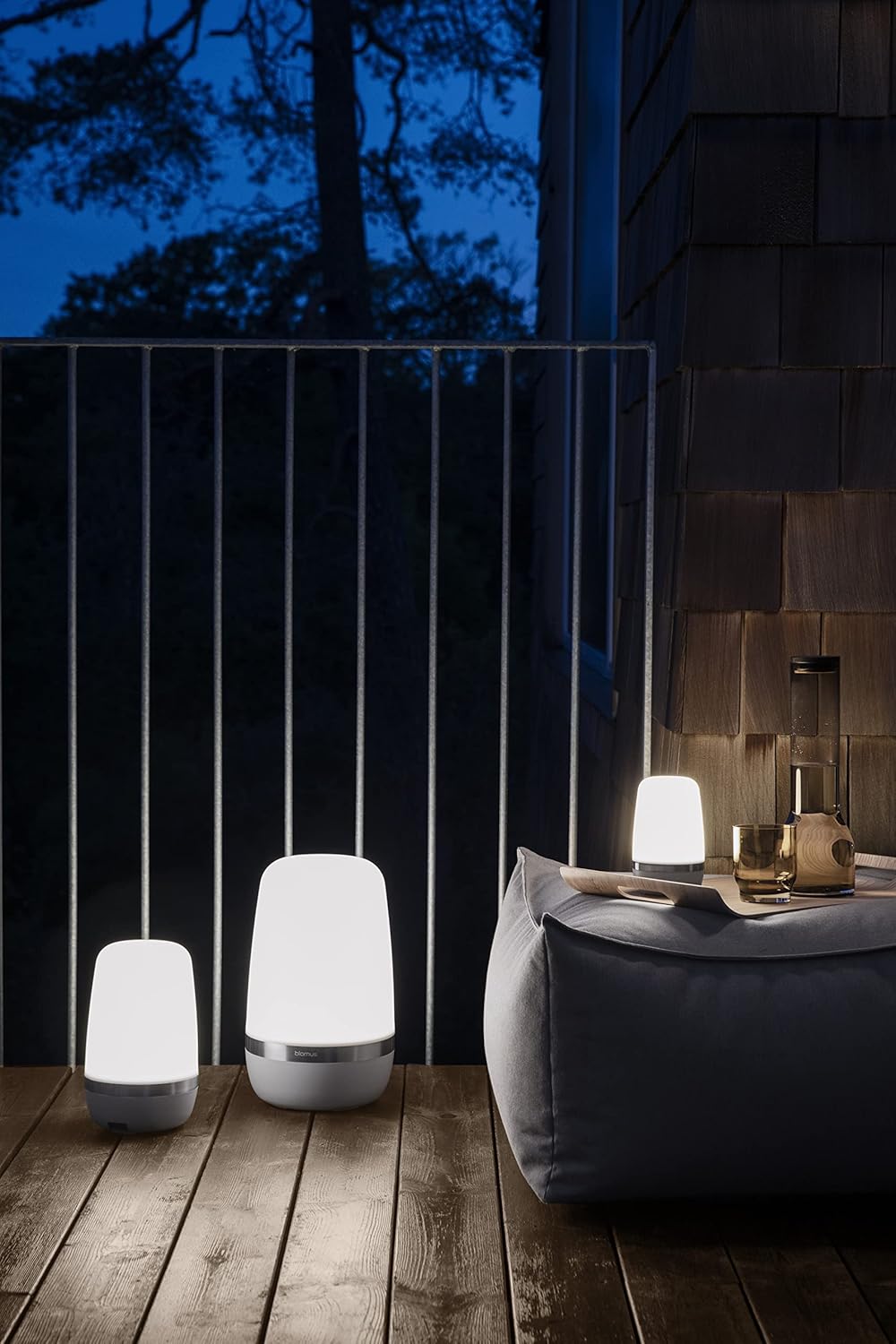 Blomus LED Akku Outdoor Lampe -SPIRIT- Tischlampe wiederaufladbar mit USB-Kabel Grösse L (Warm Gray)
