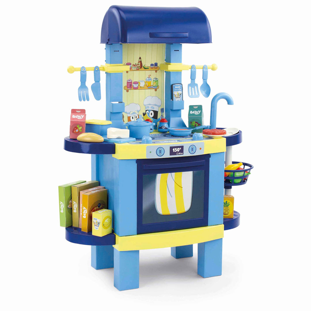 Chicos - Bluey Spielküche 2 in 1 & Kindergrill | Grosse Kinderküche mit 32 Zubehörteilen | Rollenspi