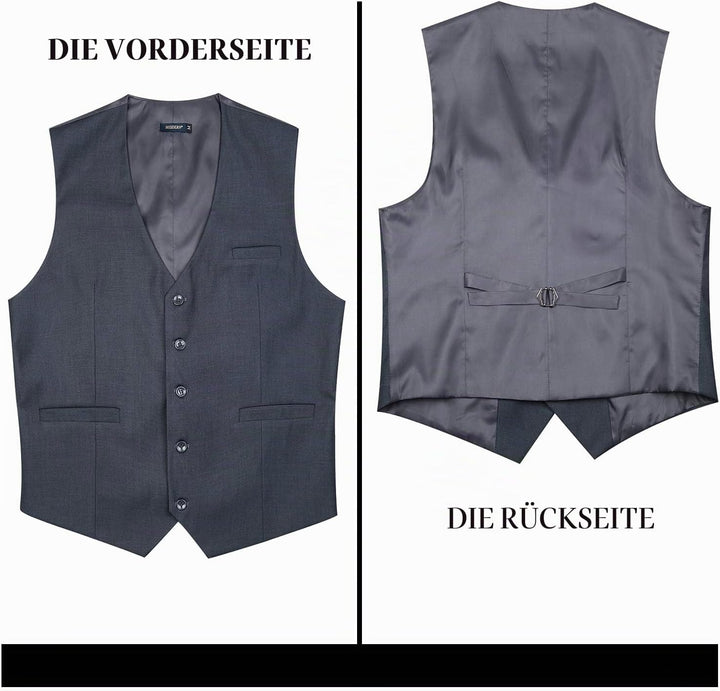 HISDERN Herren Formale Hochzeit Party Weste Baumwolle Einfarbig Weste S Grau, S Grau