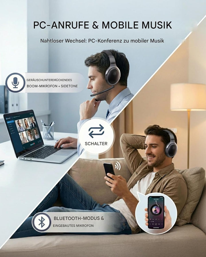 Avantalk Aria 3 - Bluetooth 5.3 Kabellos Headset mit abnehmbarem Noise-Cancelling Mikrofon, klare Sp