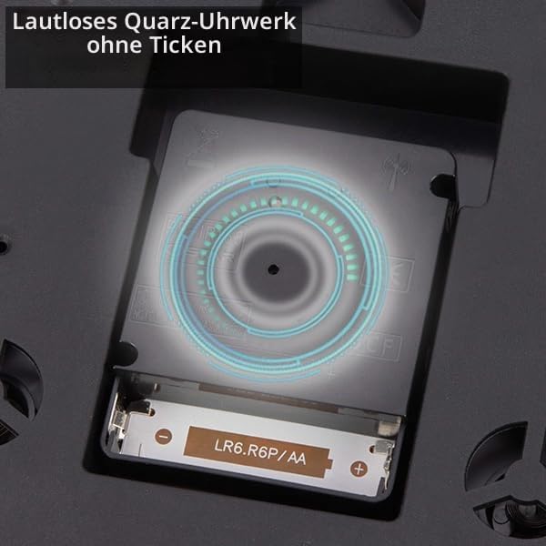 25cm Funkuhr Wanduhr Ohne TickgeräUsche Lautlos Quarz Batterie Betriebene Gross Wanduhr Einfach zu L