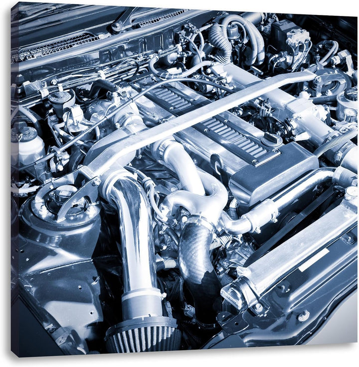 Pixxprint Spektakulärer Motorblock 70x70cm Leinwandbild Wandbild Kunstdruck, 70x70