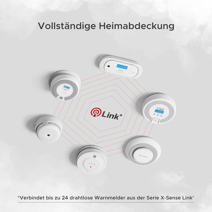 X-Sense Vernetzbarer kombinierter Rauch- und Kohlenmonoxid-Melder mit LCD Anzeige & 10 Jahres Batter