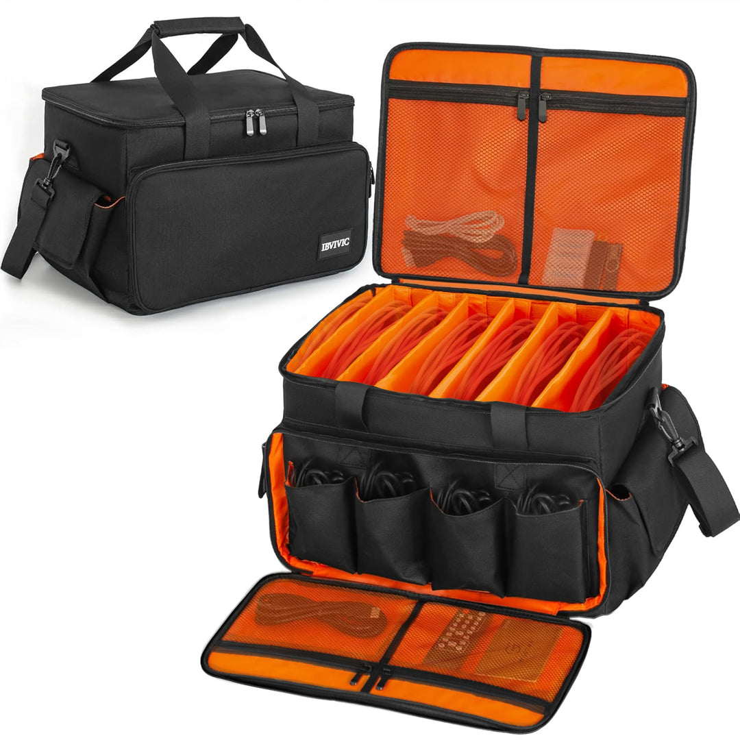 OUUTMEE DJ Tasche, DJ Cable File Bag, verstellbaren Trennwänden und Zwei separaten Taschen, für prof