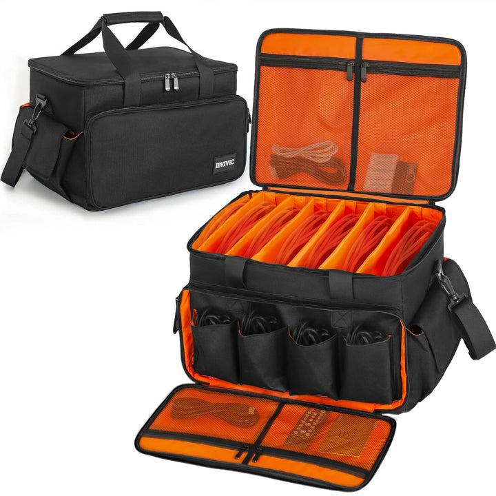 OUUTMEE DJ Tasche, DJ Cable File Bag, verstellbaren Trennwänden und Zwei separaten Taschen, für prof