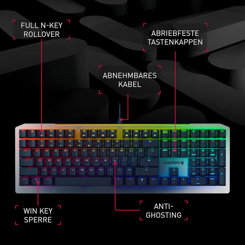 CHERRY MV 3.0, mechanische Gaming-Tastatur mit RGB-Beleuchtung, Deutsches Layout (QWERTZ), leuchtsta