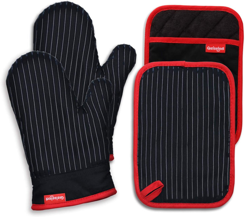 Coziselect Ofenhandschuh Topflappen Set, Topfhandschuhe Hitzebeständig, Topflappen Handschuh, Küchen