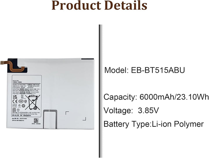 HIGHAKKU Ersatzakku EB-BT515ABU kompatibel mit Samsung Galaxy Tab A 2019 SM-T510 SM-T515, Tab A 2019