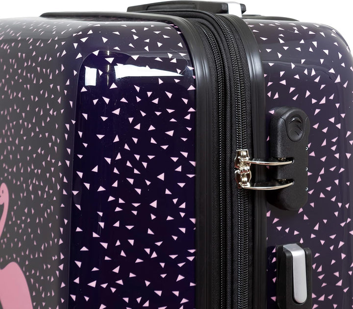 Trendyshop365 bunter praktischer Hartschalen Citykoffer - Flamingo Motiv - 67 Zentimeter 4 Rollen Ti