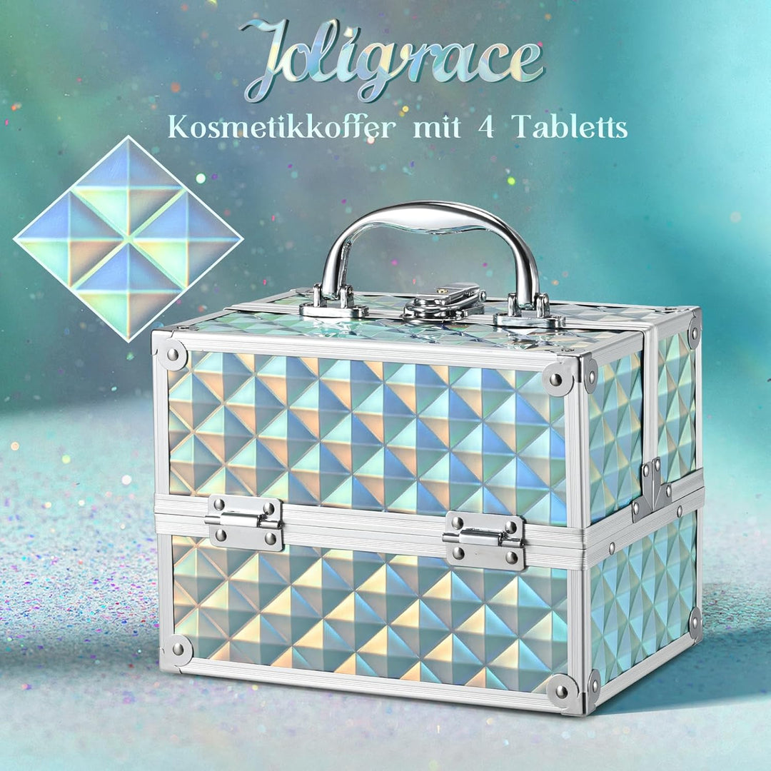 Kosmetikkoffer Klein Schminkkoffer Leer Make up Koffer Beauty Case mit Schloss Make up Organizer Kof