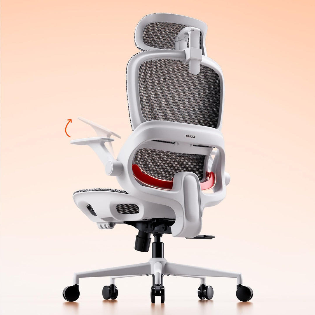 SIHOO Bürostuhl Ergonomisch, Schreibtischstuhl mit 4D Dynamischer Lordosenstütze, Breiter Kopfstütze