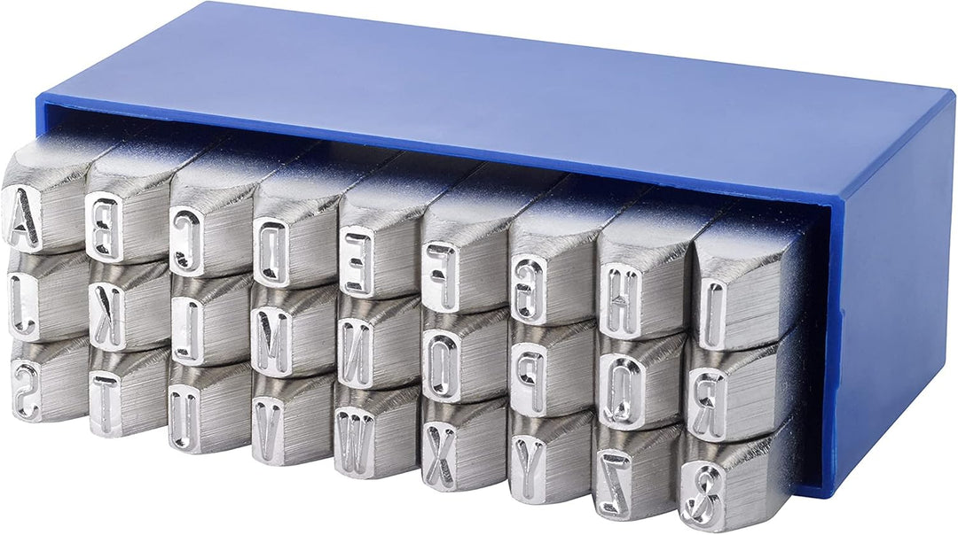 GRAVUREM-Nr. 1 Schlagzahlen und -buchstaben 0-9 + A-Z,& (Kombination) - für Edelstahl (VERNICKELTE O