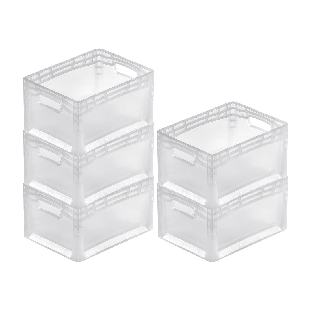 PROREGAL SuperSparSet 5x Transparenter Eurobehälter LightLine mit offenem Griff | HxBxT 22x30x40cm |