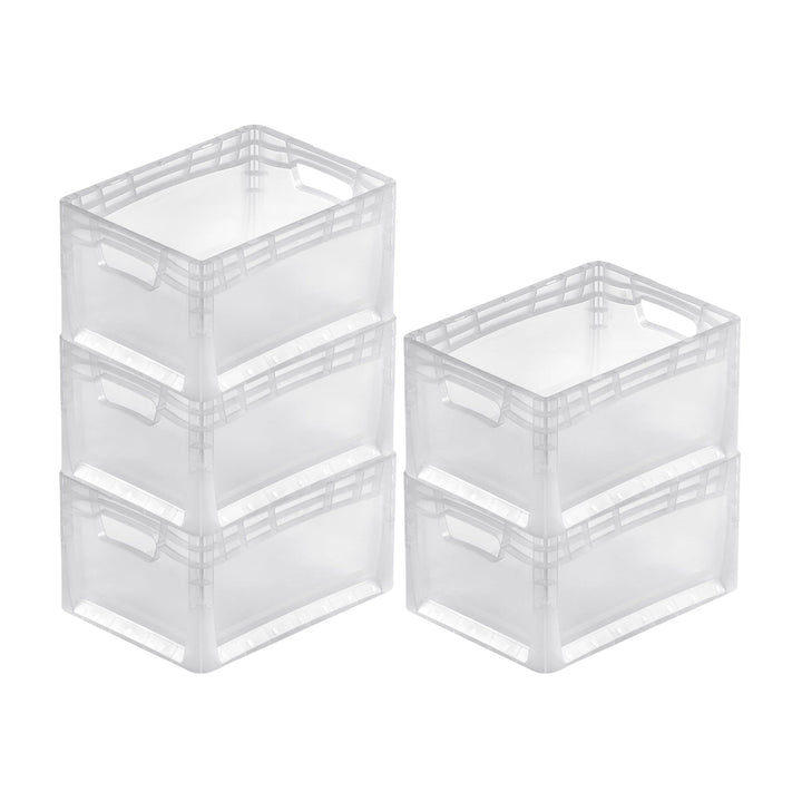 PROREGAL SuperSparSet 5x Transparenter Eurobehälter LightLine mit offenem Griff | HxBxT 22x30x40cm |