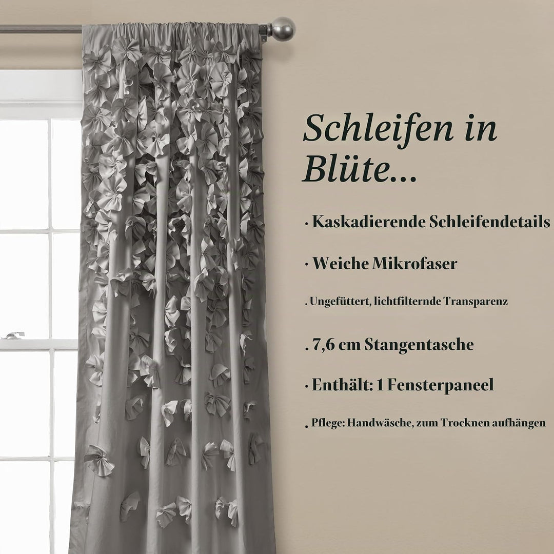 Lush Decor Riley Fenstervorhang, halbtransparent, gerüscht, strukturierte Schleife, Fensterpaneel fü