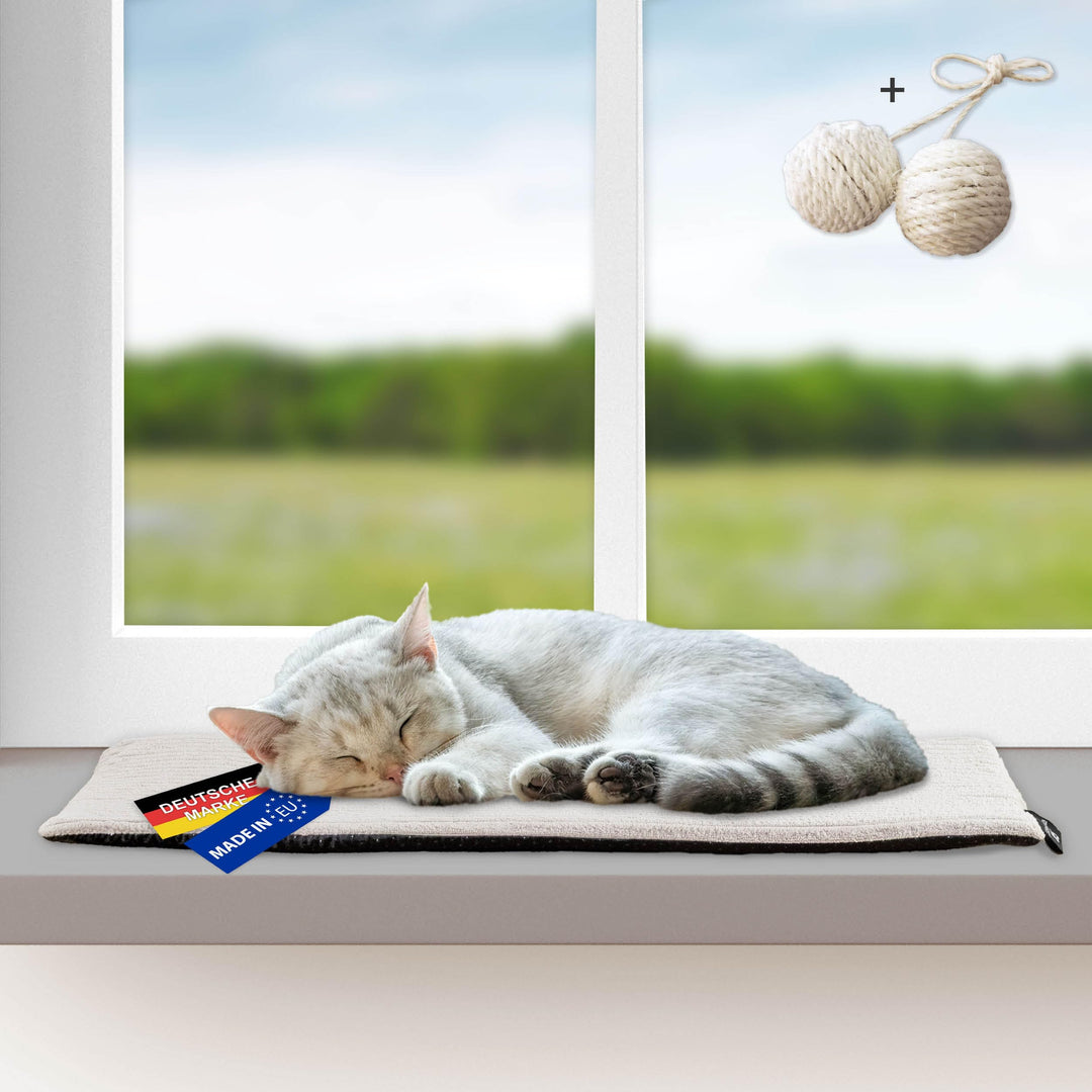 Rohrschneider Katzen Fensterliege | selbstwärmende Katzendecke | Made in EU | Katzenkissen mit Rutsc