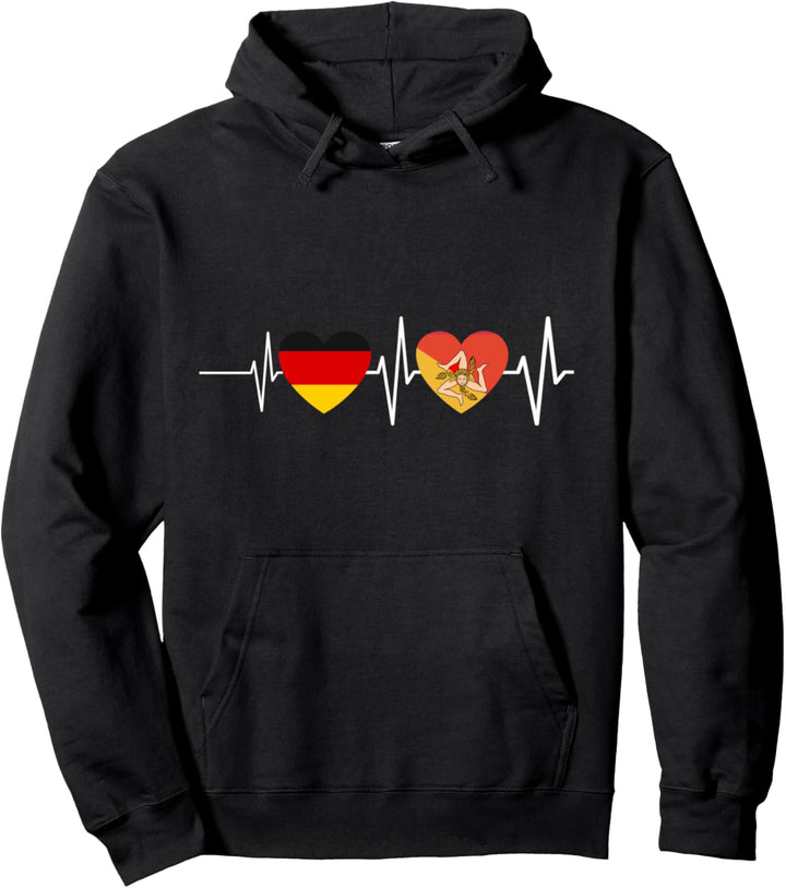 Sizilien Deutschland Herzschlag Sizilianer Sicilia Pullover Hoodie