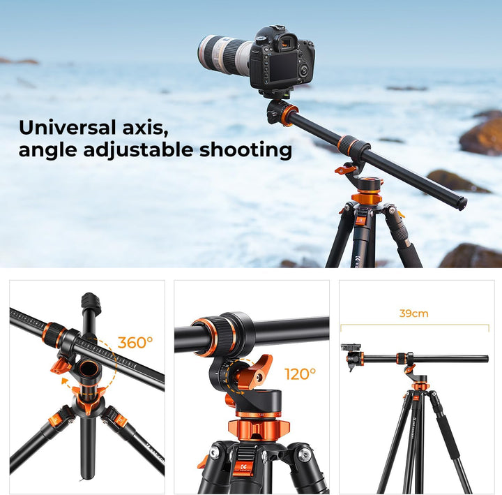 K&F Concept Neues Dreibein Stativ für Kamera, 230cm Professionelles Kamera Stativ mit Neuer Mittelsä