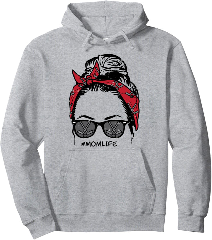 Ice Hockey Bandana Sunglasses Mom Life Mother Day Mama Women Pullover Hoodie