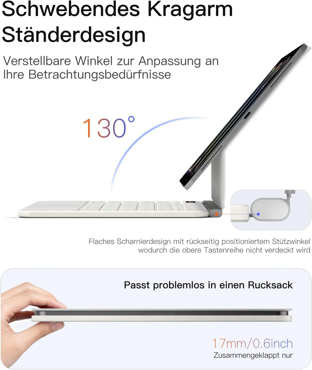 Inateck NeoMagic Magnetische Tastatur Hülle für Air 11" M4/M3/M2 (2026/2025/2024),Air 5/4,Pro 11 4/3