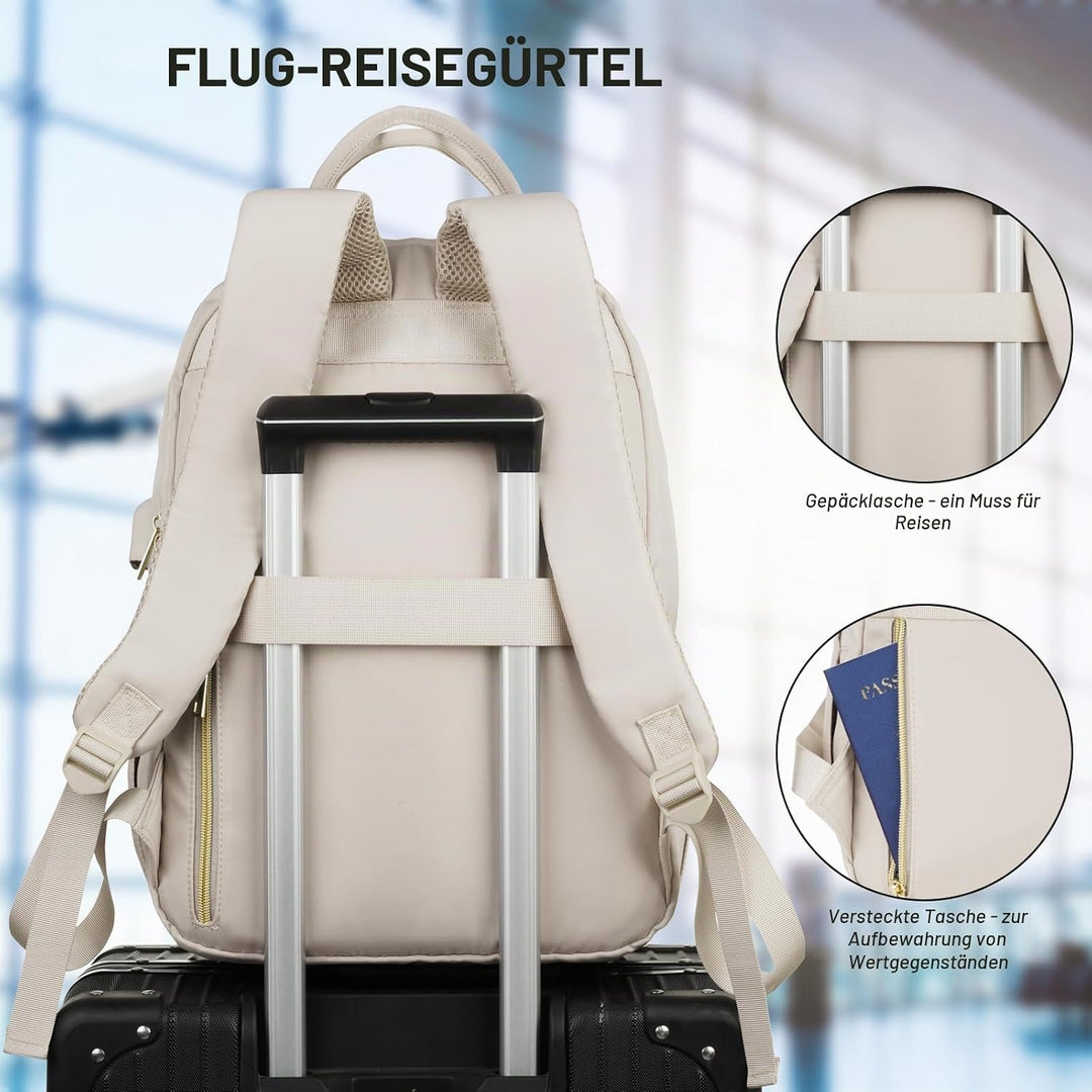RJEU Rucksack Damen,Handtaschen-Rucksack Schule mit Laptopfach für Arbeit Business Reisen,Schulrucks