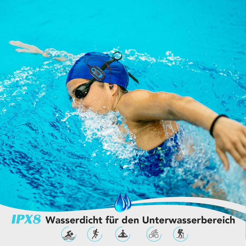 AGPTEK IPX8 Wasserdicht MP3 Player, 8GB HiFi MP3 Musik Player zum Schwimmen und Laufen, mit wasserdi