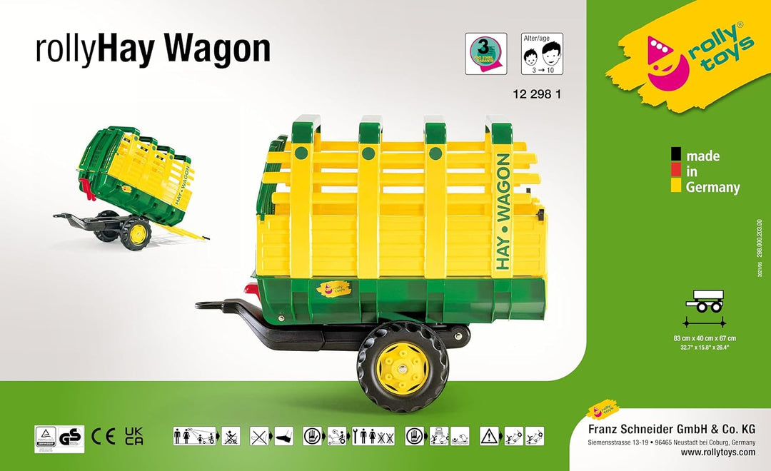 Rolly Toys rollyHay Wagon (Alter 3-10 Jahre, Zweiachsanhänger, Automatikverriegelung, Heckklappe ver