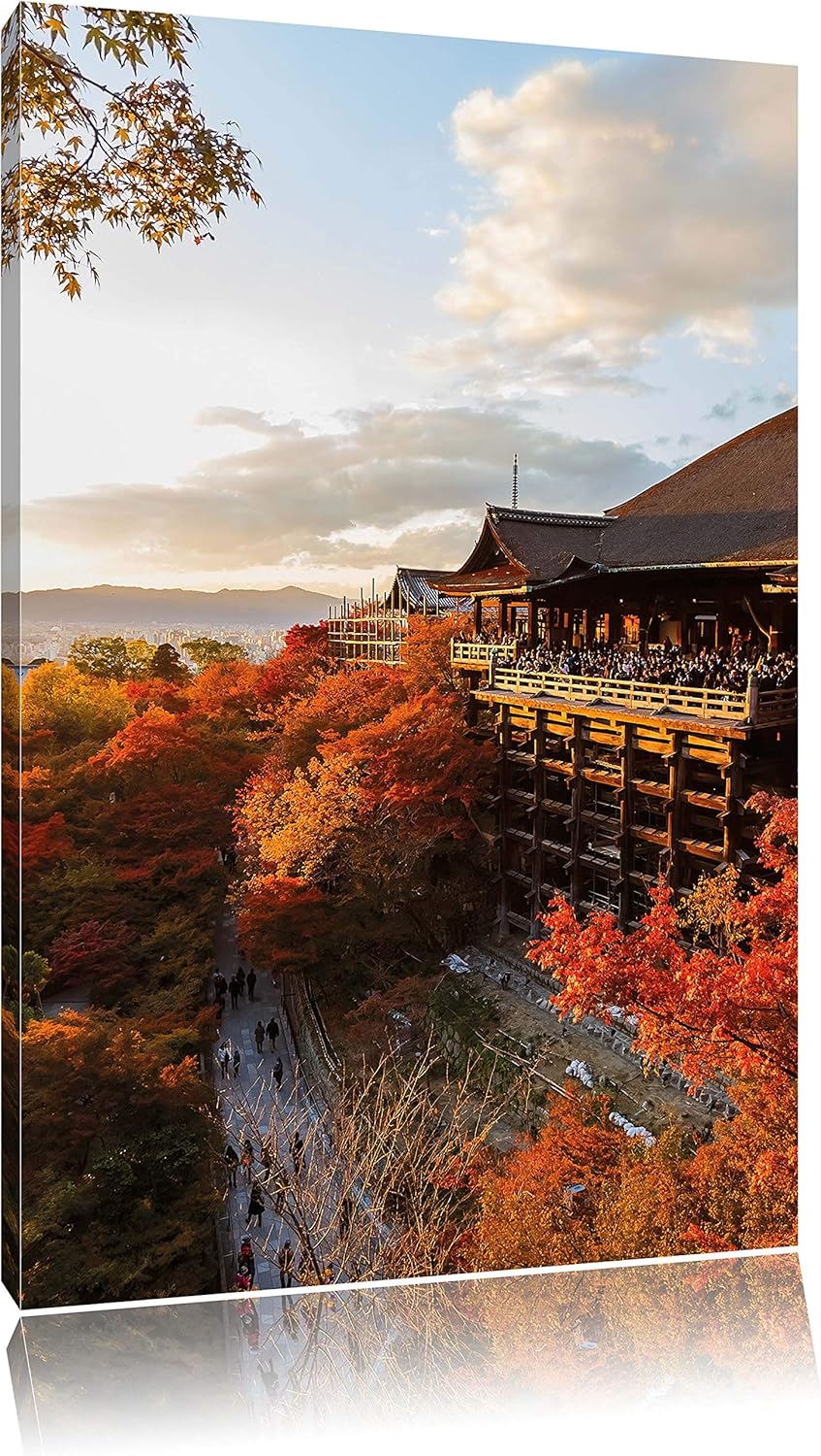 Pixxprint Tempel in China als Leinwandbild/Grösse: 120x80 cm/Wandbild/Kunstdruck/fertig bespannt 80x