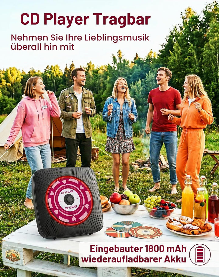 CD Player Tragbar Bluetooth Radio mit CD-Player mit Lautsprecher Unterstützung USB &amp; AUX-Wiedergabe