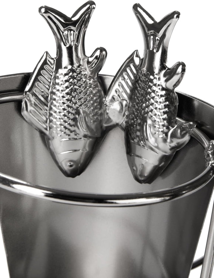 BRUBAKER Weinflaschenhalter „grosser Fang“ Angler mit Fisch, Angel und Eimer - Metall Flaschenhalter