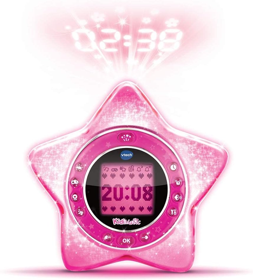 VTech - KidiMagic StarLight Rose — Interaktiver Kinderwecker, Radiowecker mit Lautsprecher und animi