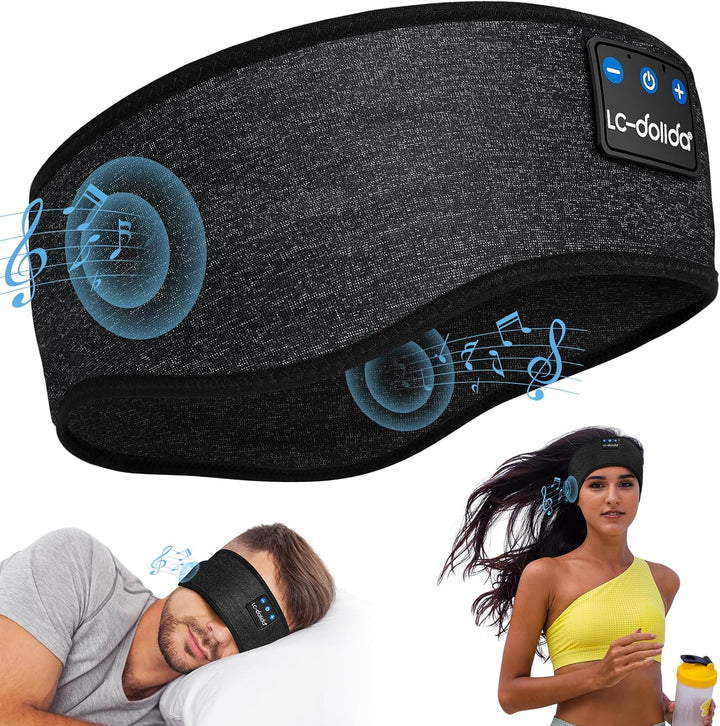 LC-dolida Schlafkopfhörer Bluetooth 5.4, Schlaf Stirnband Kopfhörer Headband Schlafmaske, Sportskopf