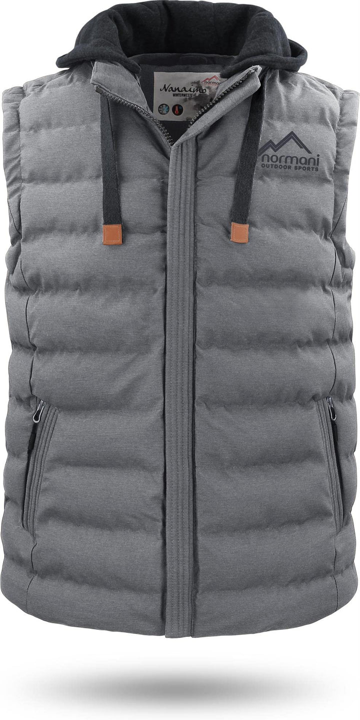 normani Herren Weste Steppweste mit Swaet Kapuze und Stehkragen - Outdoor Weste mit wasserdichten Re