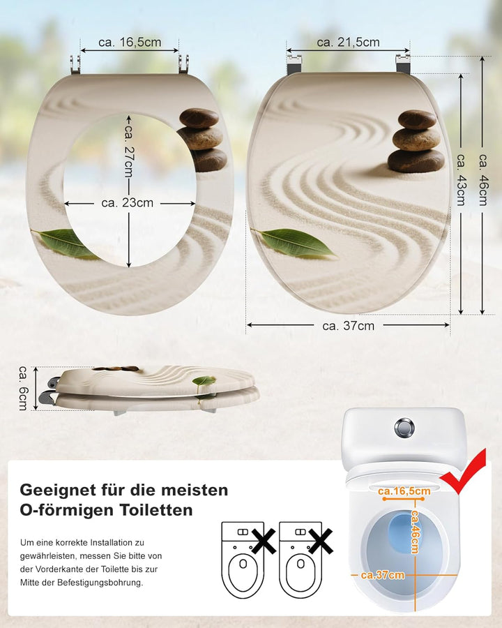 Ribelli WC Sitz mit Absenkautomatik, Toilettendeckel O-Form in Viele Motiven, Klodeckel Einfache Mon